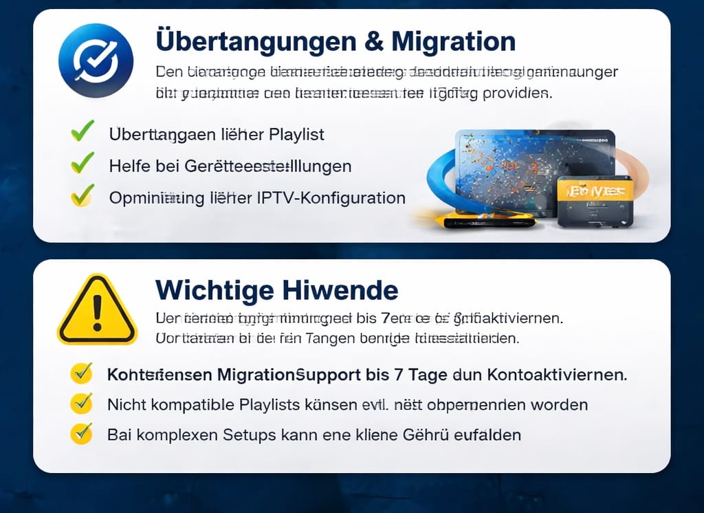 📺 IPTV-
Nutzungsbedingungen – Konto, E-Mail & Migration (Wichtige Infos)