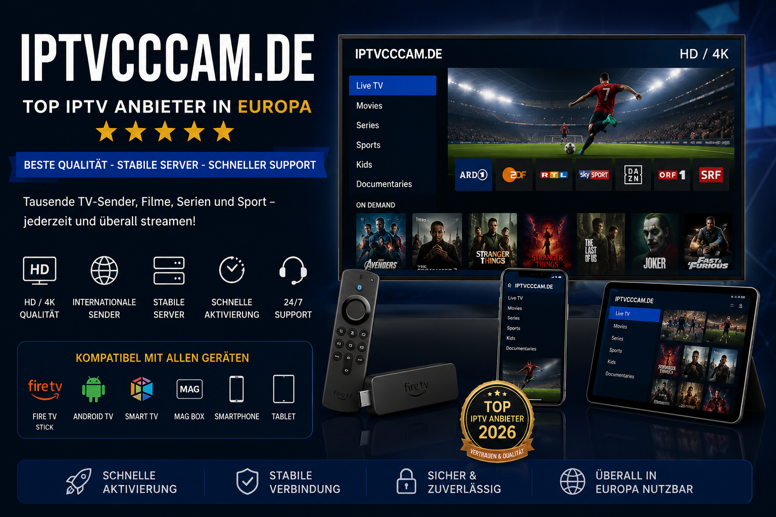 IPTVCCCAM.de IPTVCCCAM.DE – Einer der Top IPTV Anbieter Europas im Jahr 2026